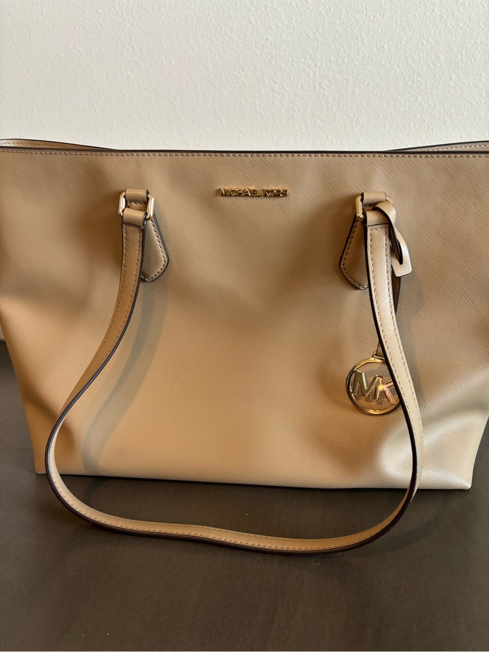 Michael Kors Beige Leather Tote Bag